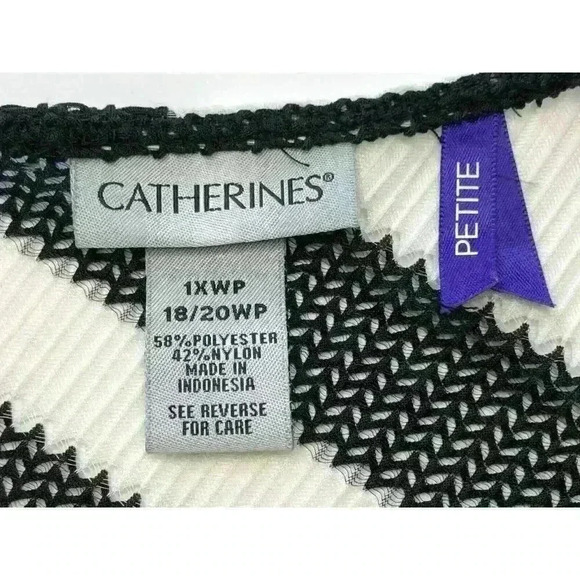 Catherines Open Cardigan 1X Petite Striped Black White Career Office - Picture 3 of 6